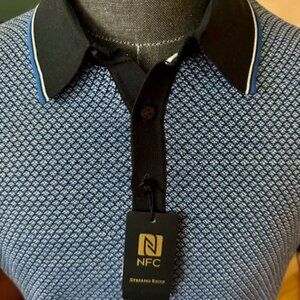 Stefano Ricci Cotton & Silk Men's Polo, Blue,Size 48, Brand NEW, SRBag &Tags